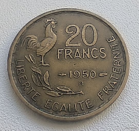 Франция 20 Франков, 1950  "B"  5-4-2