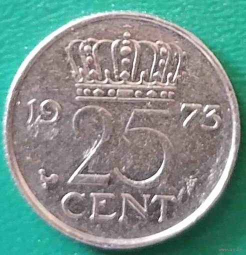 Нидерланды 25 центов 1973