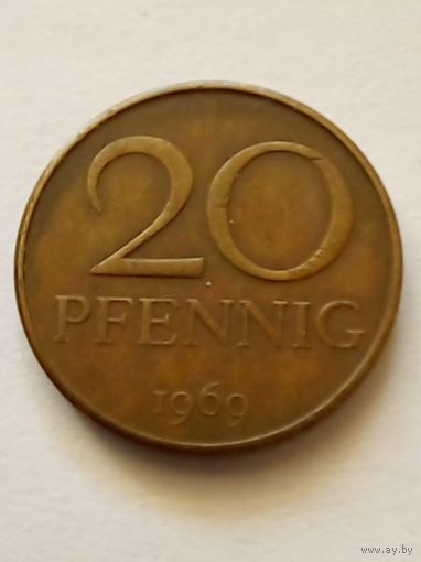 ГДР 20 пфеннигов 1969 г.