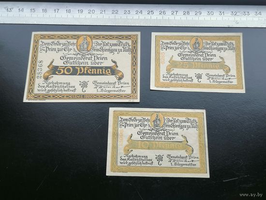 Германия-нотгельд  10, 25, 50 Prien/Chiemsee (Прин/Кимзе) 1920