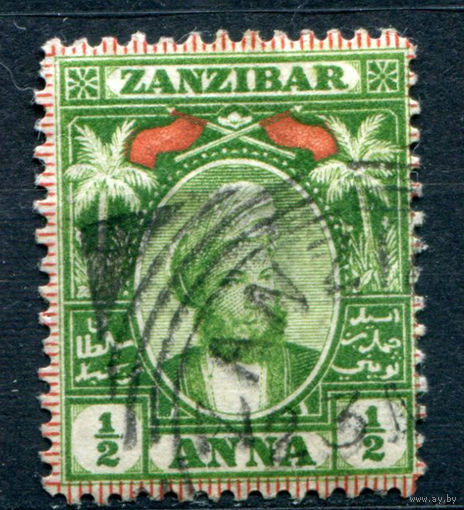 Британские колонии - Султанат Занзибар - 1898г. - султан Хамад ибн Тувайни, 1/2 A - 1 марка - гашёная [Mi 41]. #4-B5-122-A-1