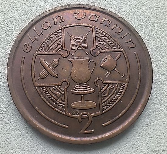 Остров Мэн 2 пенса 1989 АВ 2-13-4