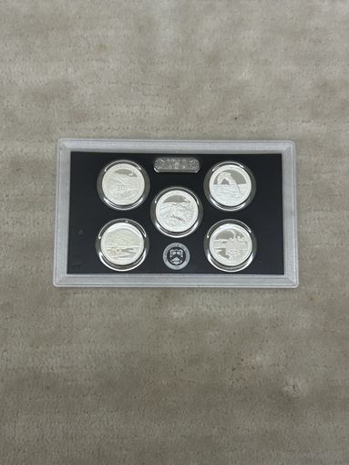 США годовой набор квотеров 2014 "Парки" (5 монет) серебро