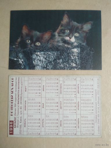 Карманный календарик. Кошки . 1996 год