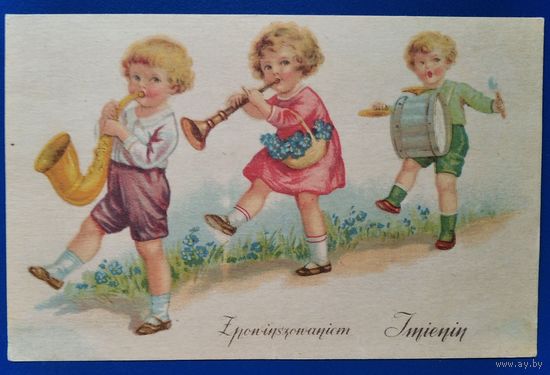 Польская открытка. Дети. 1960? Чистая.
