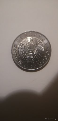 Монета 2 рубля 2009 года. Беларусь (РБ) Брак гальванопокрытия (отсутствие медного покрытия)>