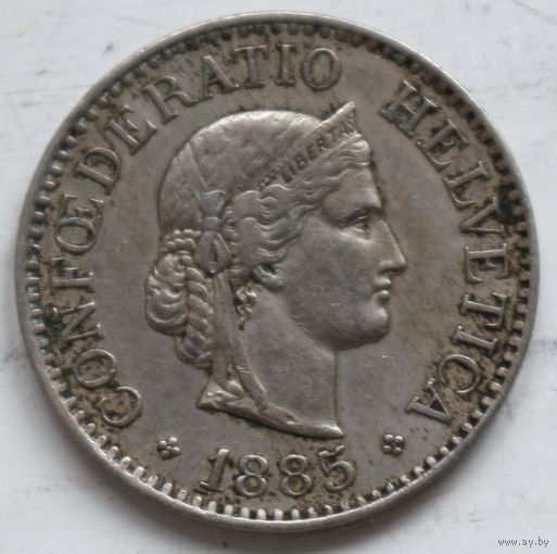 Швейцария 10 раппенов 1885 год