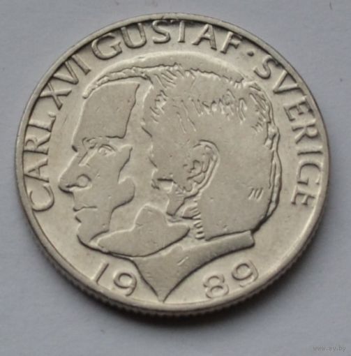 Швеция, 1 крона 1989 г.