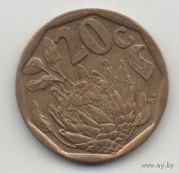 РЕСПУБЛИКА  ЮЖНАЯ АФРИКА . ЮАР. 20 ЦЕНТОВ 2008. ЦВЕТОК.
