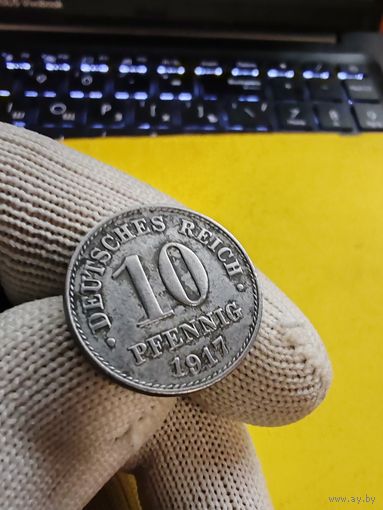 10 пфеннигов 1917 (А) (Железо). супер монетка. СМОТРИТЕ ДР. МОИ ЛОТЫ. Большая распродажа!