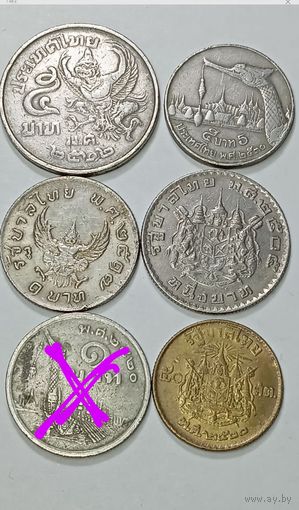 Тайланд 5 бат 1979 и 1987 года , 1 бат 1962 , 1974  года и 50 сатанг 1957 года .