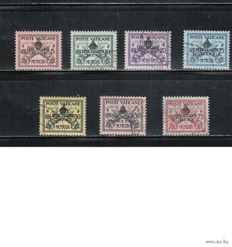 Ватикан-1939,(Мих.67)  гаш.( 67 - * ) ,  Стандарт, Герб, Смерть Папы Пия ХI, Надп. (полная серия)