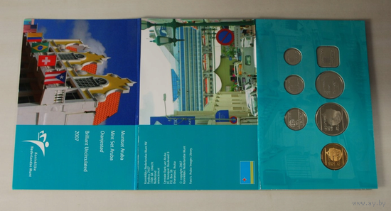 Аруба годовой набор 5+10+25+50 центов 1+2,5 гульдена + жетон 2007 год, UNC.