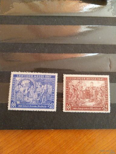 1947 Союзная оккупация Германии общий выпуск мих941IA-942IA оценка 80 евро чистая MNH** зубц Лин. 13 искусство ярмарка в Лейпциге (5-2)
