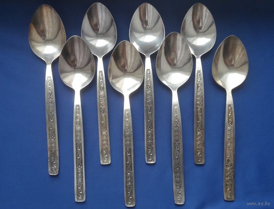 Ложки столовые. Мельхиор. Посеребрение. 8 ложек