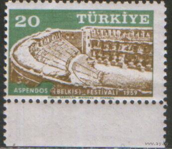 Марка из серии 1959г. Турция "Фестиваль в Аспендосе. Амфитеатр" MNH