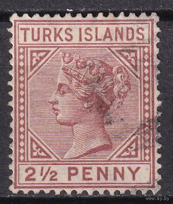75.BrK. Великобритания. Колонии. Теркс и Кайкос. Виктория. Стандарт. 2 1/2 P. 1882 г. Mi.#25I.