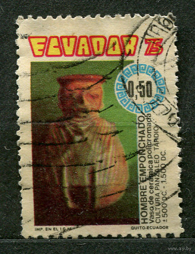 Археологический музей. Человек в пончо. Эквадор. 1975