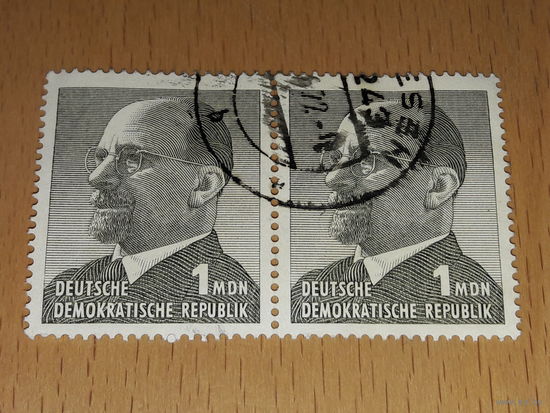 Германия ГДР 1965 Стандарт. Вальтер Ульбрихт. Сцепка 2 марки