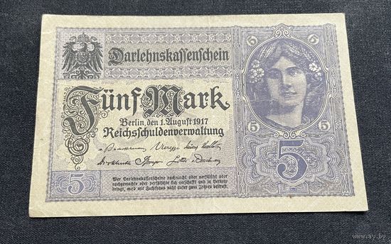 5 марок 1917 год / Германская империя Ссудные кассовые знаки (Darlehnskassenschein)