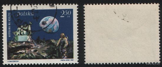 Польша (Mi)PL1940 (1-я посадка человека на луну) 1969 год 2,50zl посадка модуля (00) клей (a1-05 ТОРГ/ВАША ЦЕНА