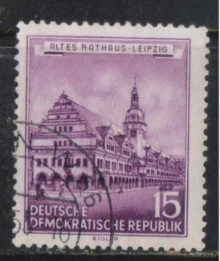 Германия ГДР 1955 Исторические здания Ратуша Лейпциг #493