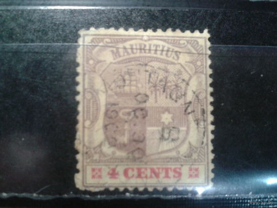 Маврикий, колония Англии, 1900. Герб, 4с