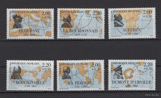 Франция 1988** Мореплаватели Mi#2655-2660