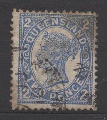 1907 Квинсленд / QueensLand ** Queen Victoria, 2 пенса, марка из серии (SG 290) прошла почту