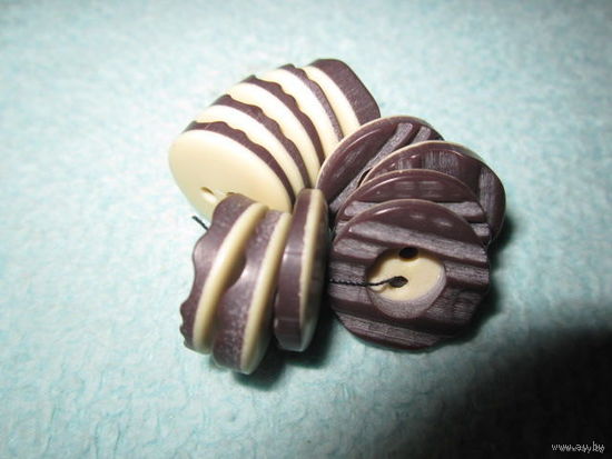 Пуговицы рифлёные двухцветные, 15х3 мм (12 шт.)
