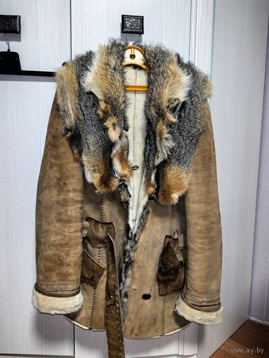 Шикарная дубленка с лисьей опушкой, р.42-44