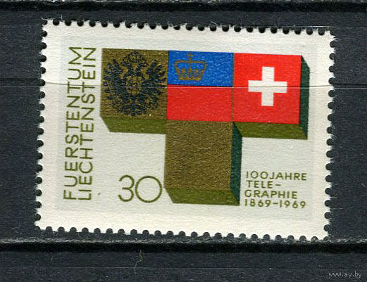 Лихтенштейн - 1969 - 100 лет телеграфии в Лихтенштейне - [Mi. 517] - полная серия - 1 марка. MNH.  (Лот 99Fy)-T25P38