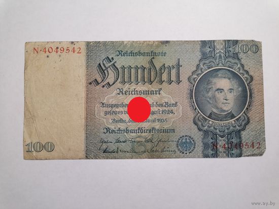 Германия 100 марок 1935 года. Серия N.