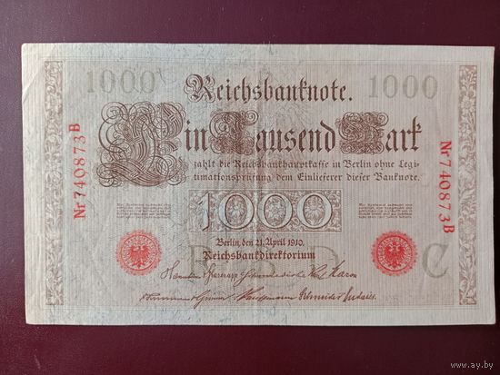 Германия 1000 марок 1910 красная печать