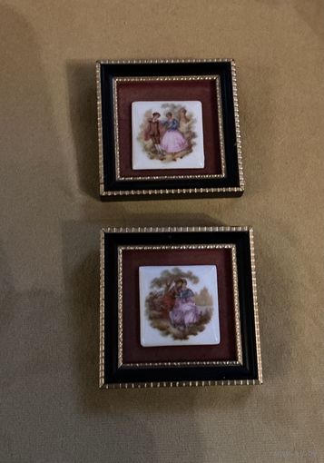 Панно фарфор в стиле Лимож цена за пару Англия винтаж