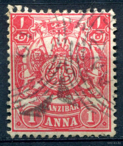 Британские колонии - Султанат Занзибар - 1904г. - герб, 1 А - 1 марка - гашёная [Mi 74]. #4-B5-122-A-1