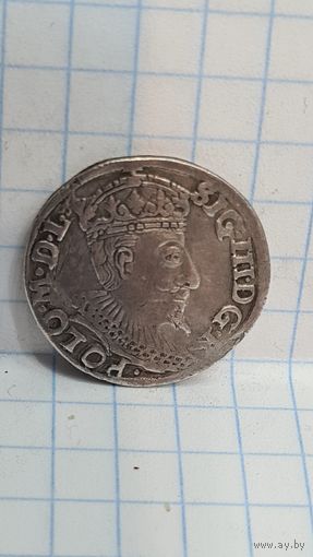 С 1 РУБЛЯ ! МОНЕТА 3 ГРОША  ВКЛ ПОЛЬША  СРЕДНЕВЕКОВЬЕ СИГИЗМУНД lll 1595 ГОД