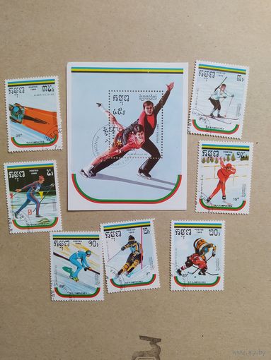 Кампучия блок и марки 1989 г. Спорт