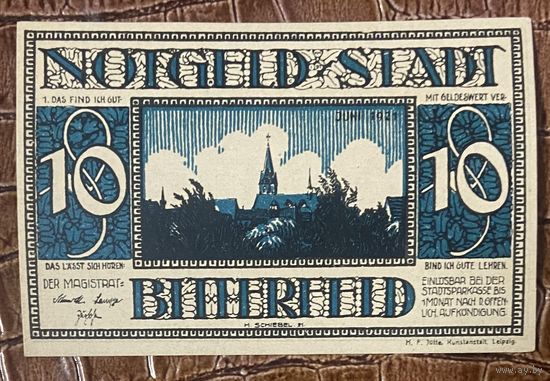 Нотгельд 10 пфеннигов 1921 год. Биттерфельд,. Веймарская республика