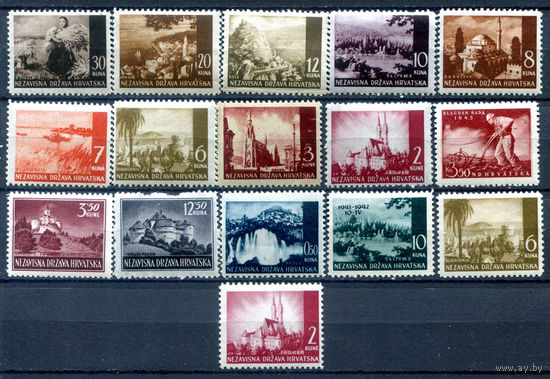 Хорватия - 16 марок - MNH, у нескольких марок есть отпечатки, трещинки на клее, 1 с повреждением клея. #O-W-130-C-1