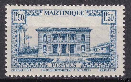 27.FrK. Франция. Колонии. Мартиника. Местные мотивы. 1942/44 гг. 1,5 Fr. Mi.#196.