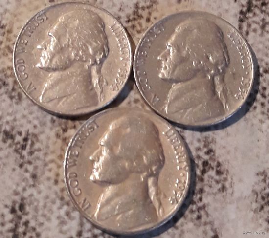 5 центов  1954 P D S США Джеферсон