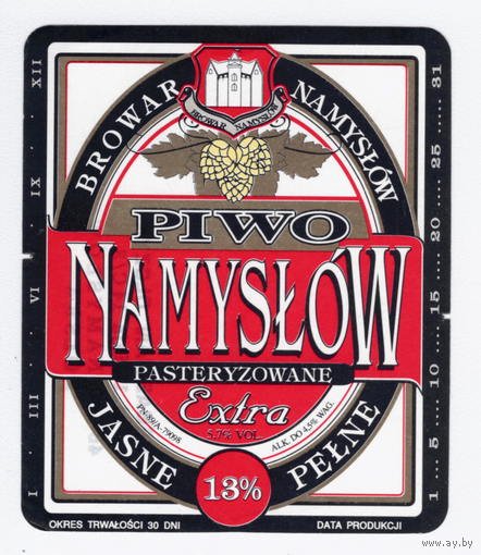 Этикетка пива Namyslow Польша М465