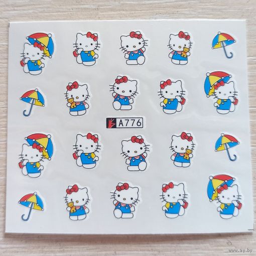 Hello Kitty слайдеры для ногтей. Водные наклейки-переводки на ногти