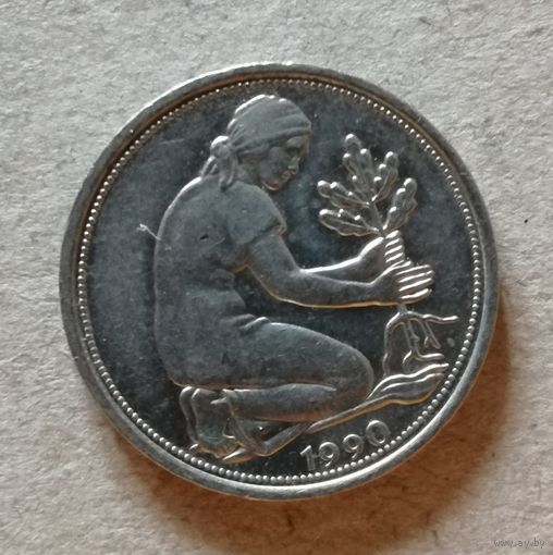 Германия ФРГ 50 пфеннигов 1990 год "G", KM# 109