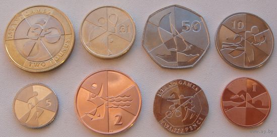 Гибралтар. Набор 8 монет 1, 2, 5, 10, 20, 50 пенсов, 1, 2 фунта. 2019 года  "Островные игры - 2019"