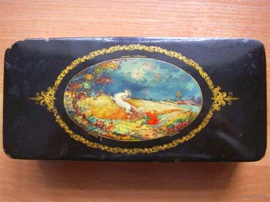 Шкатулка-миниатюра Мстера "Конек-Горбунок" художник Громов, ХХ век, СССР (18,5х8,5х4 см)