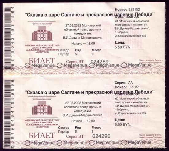 Билет в театр Конёк-Горбунок