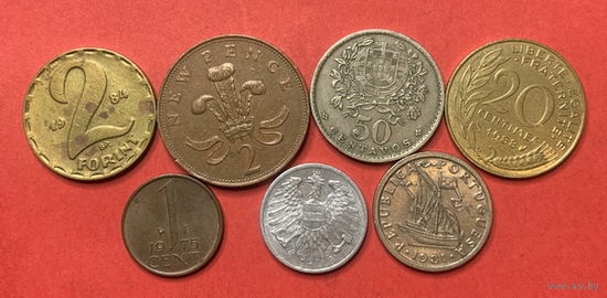 Европа, 7 разных монет из 7 стран - 1