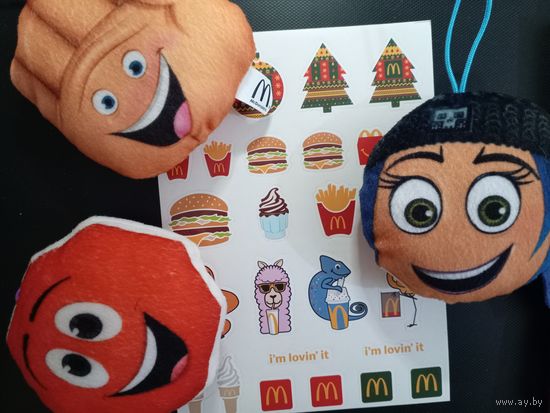 Мягкие игрушки, брелки McDonald's Хэппи Мил, Эмоджи